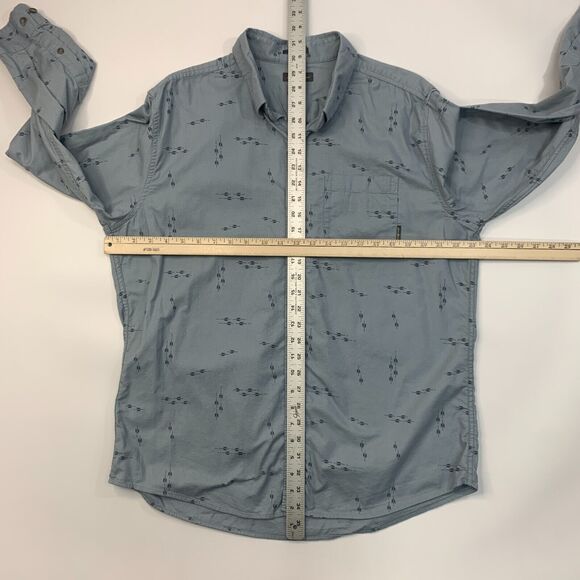 Eddie Bauer Shirt Mens L Large Iron Blue Button Down Classic Fit Printed Cotton - Picture 7 of 13